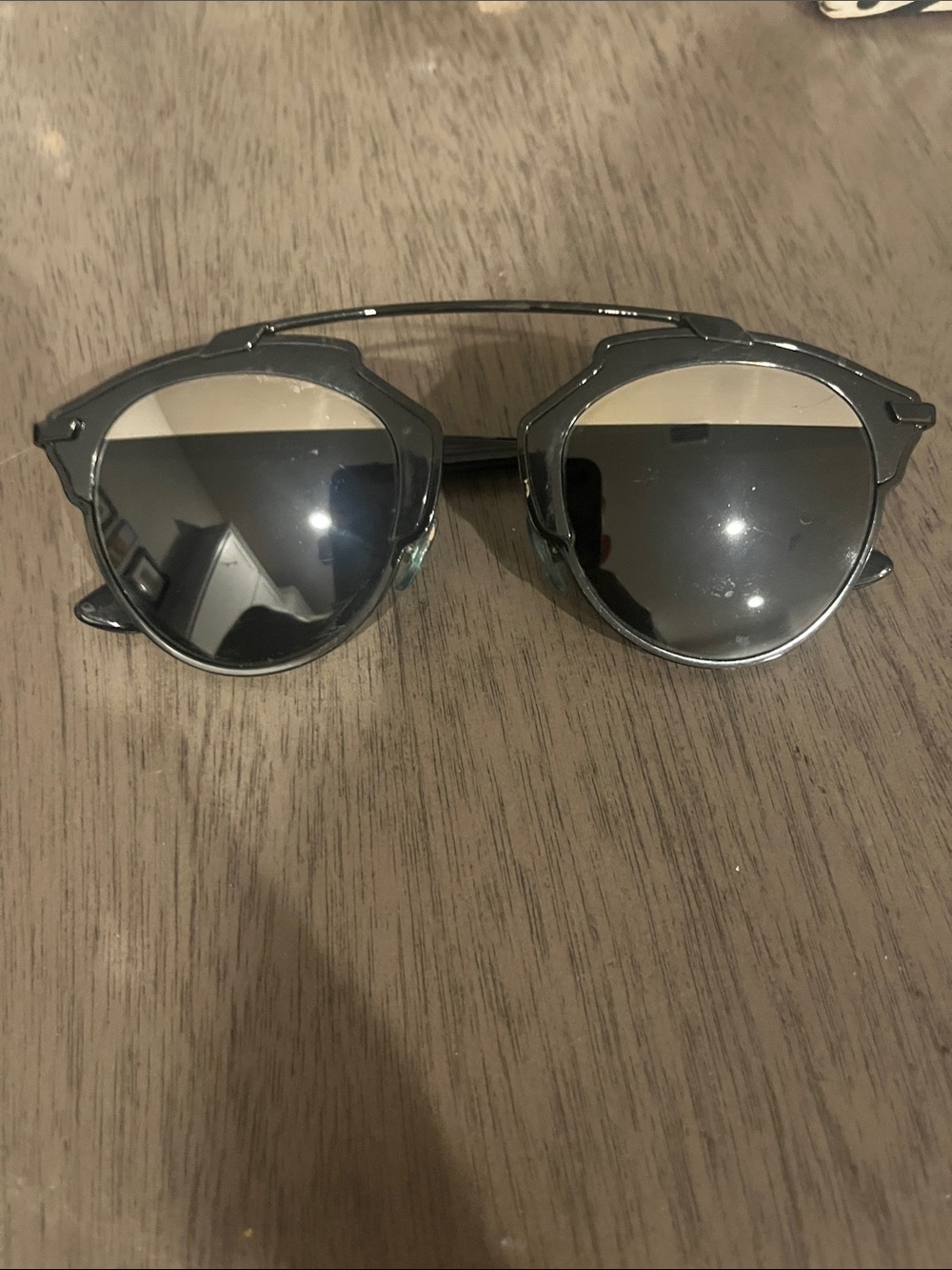 Dior So Real Unisex Black Round Sunglasses with Silver Bridge